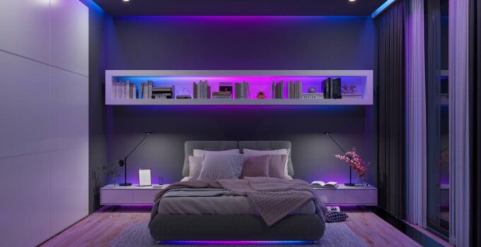 chambre avec des néons décoratifs