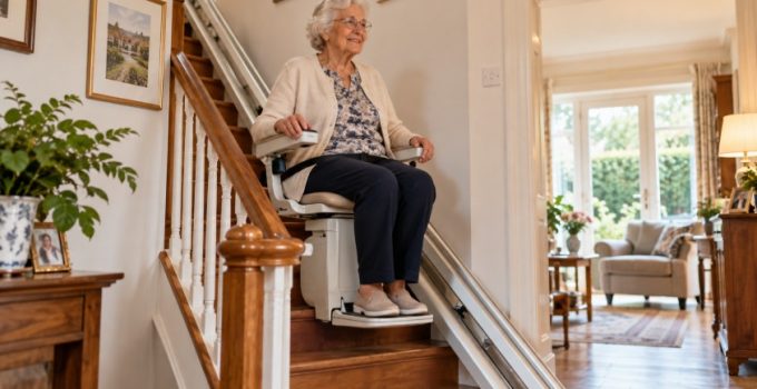 personne sur un monte escalier